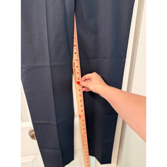 NEW! Nili Lotan 4 Virgin Wool Colmar Pants Straight Leg Mid Rise Crop Navy Blue - Picture 12 of 13